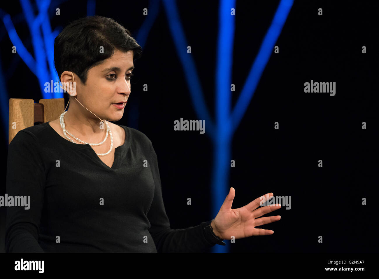 Shami Chakrabarti speaks at the 2016 hay festival in Hay-on-Wye, Wales. Stock Photo