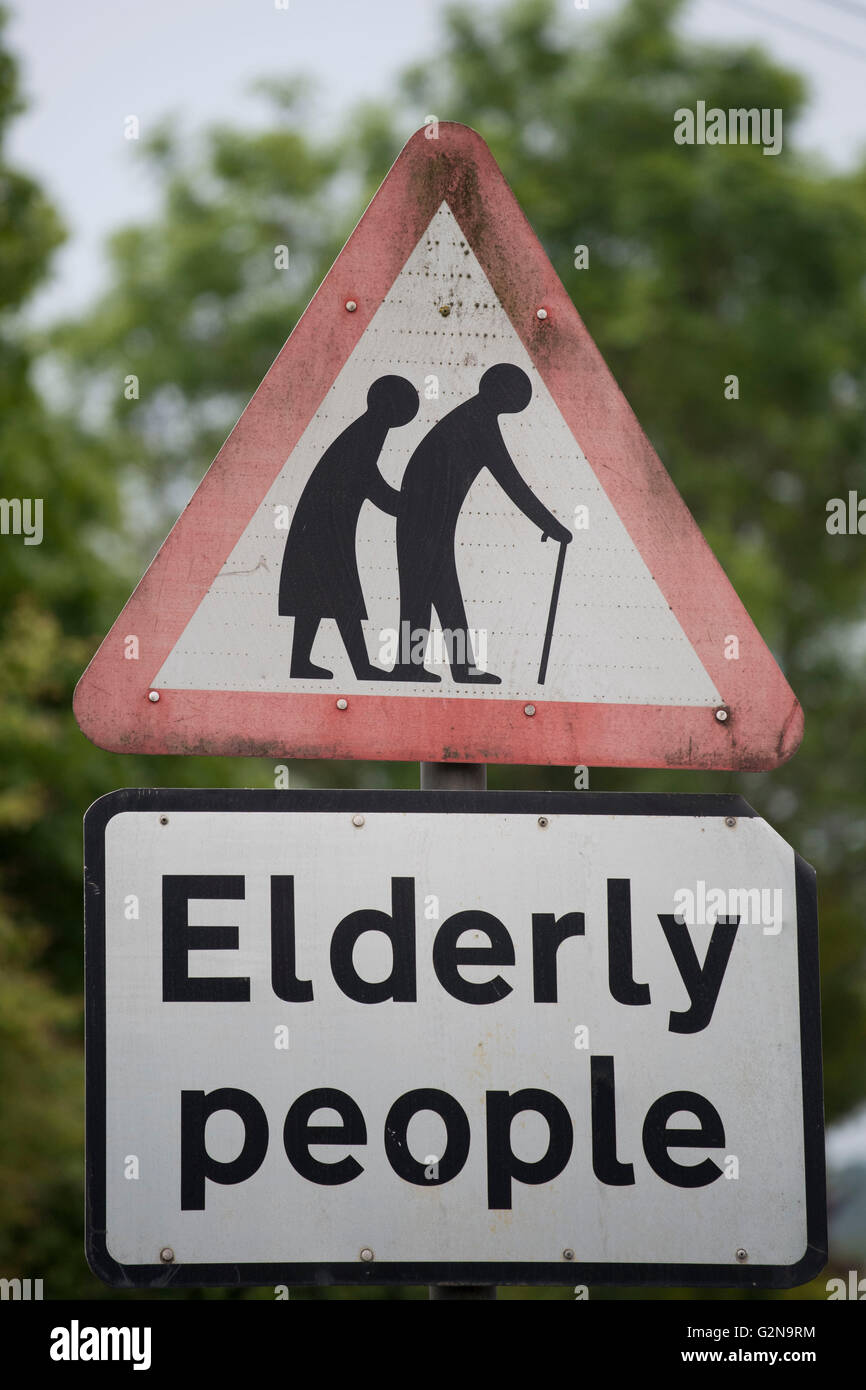 Elderly people warning sign. Stock Photo