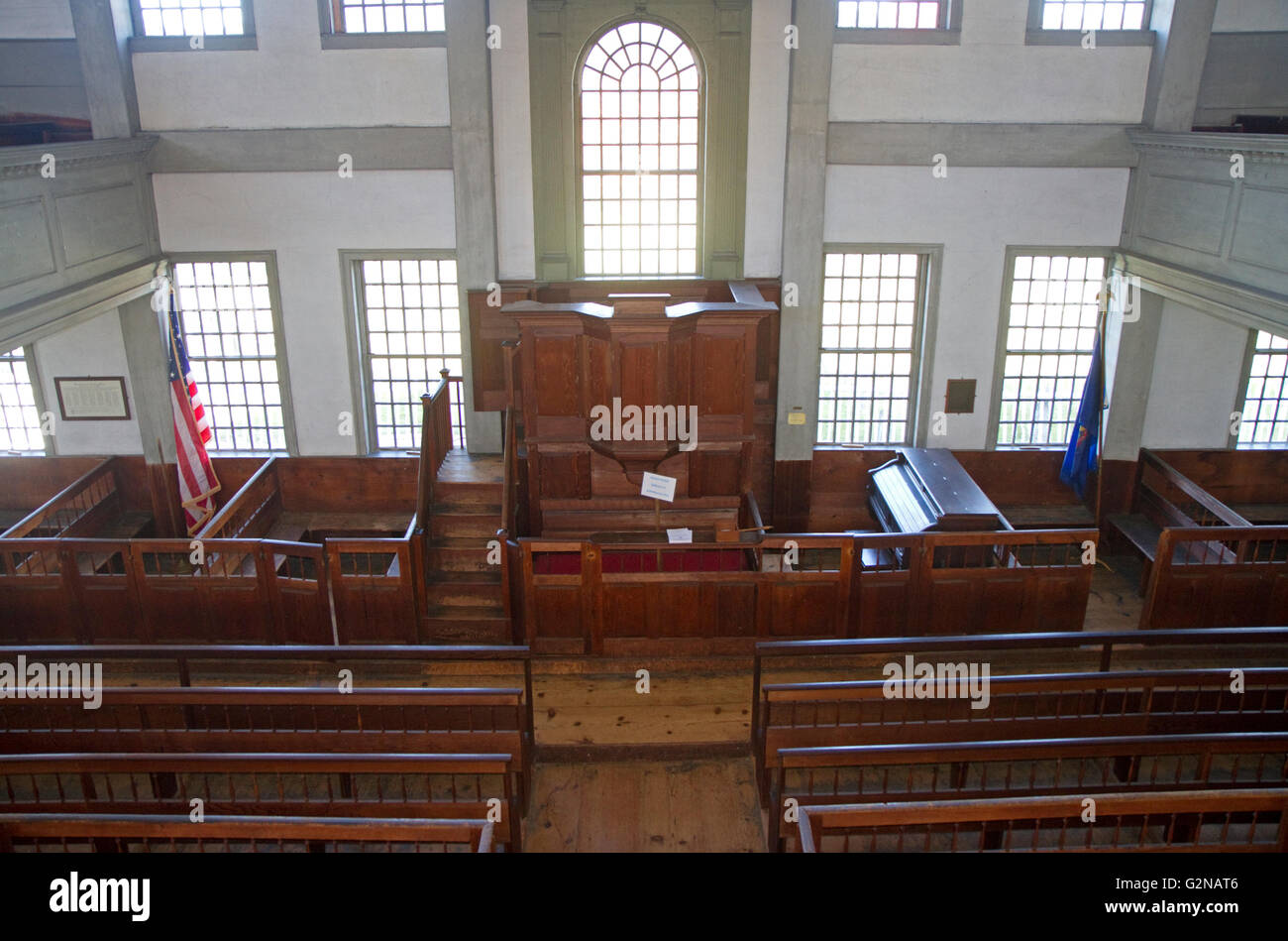 Interior of the Rockingham Meeting House in Rockingham, Vermont, USA Stock Photo Alamy