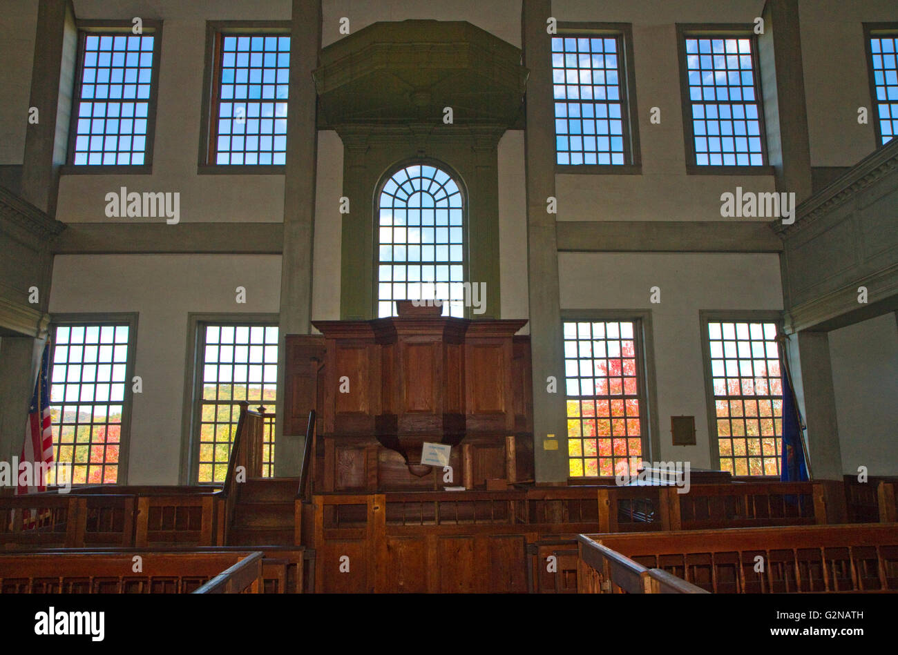 Interior of the Rockingham Meeting House in Rockingham, Vermont, USA Stock Photo Alamy