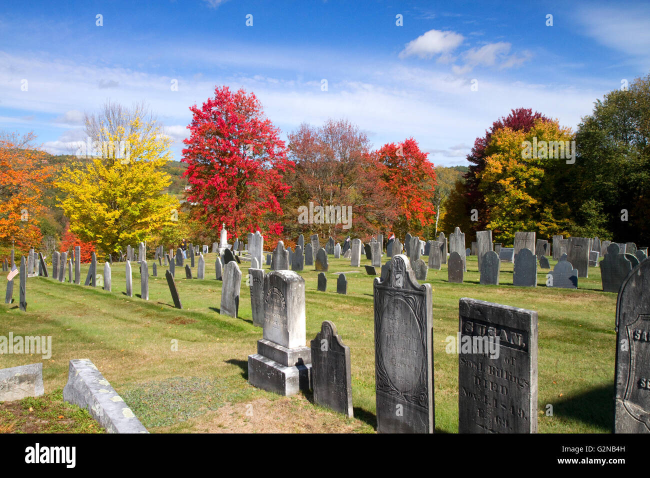 Rockingham Meeting House Cemetery in Rockingham, Vermont, USA. Stock Photo