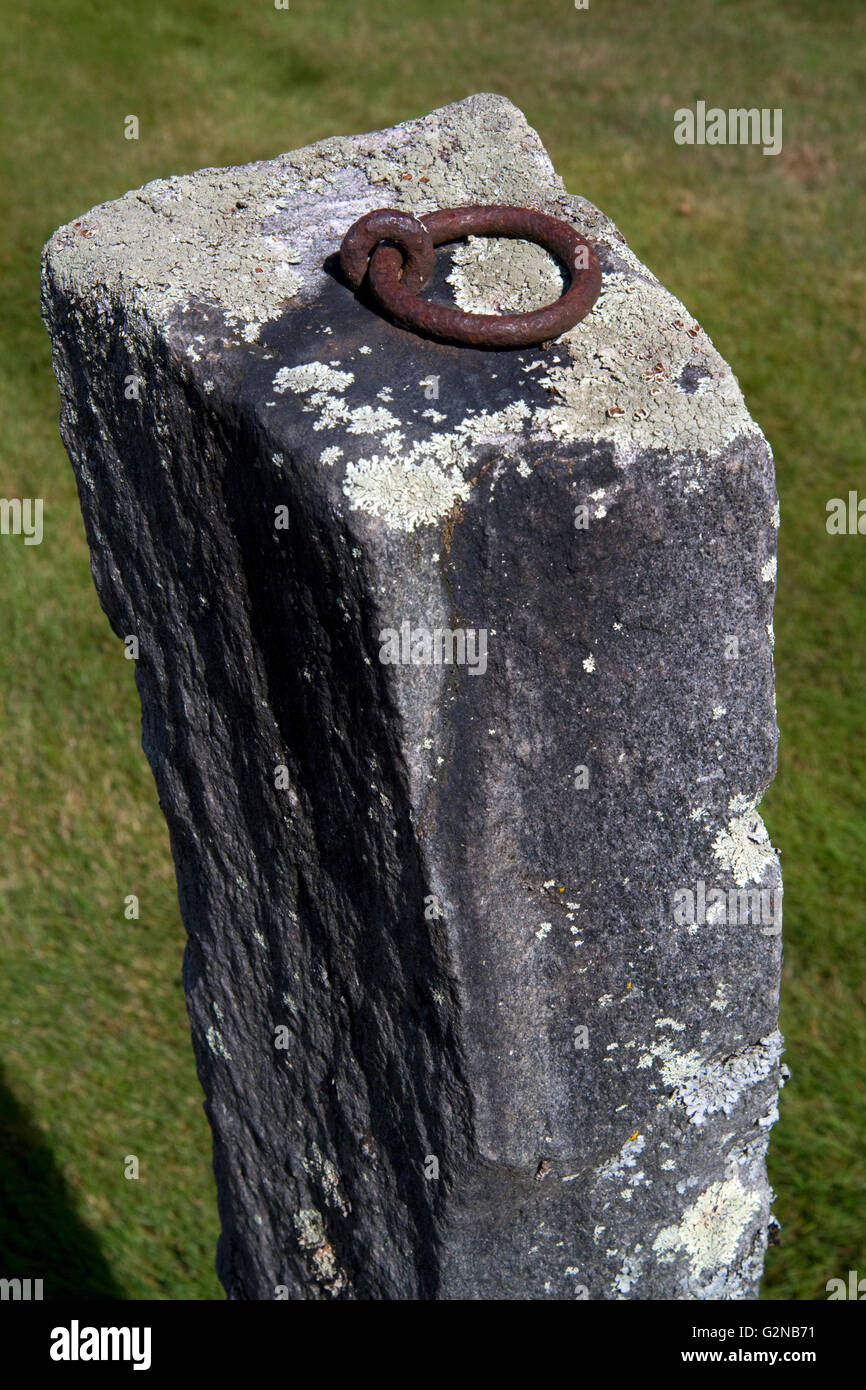 Hitching post outside the meeting house in Rockingham, Vermont, USA. Stock Photo