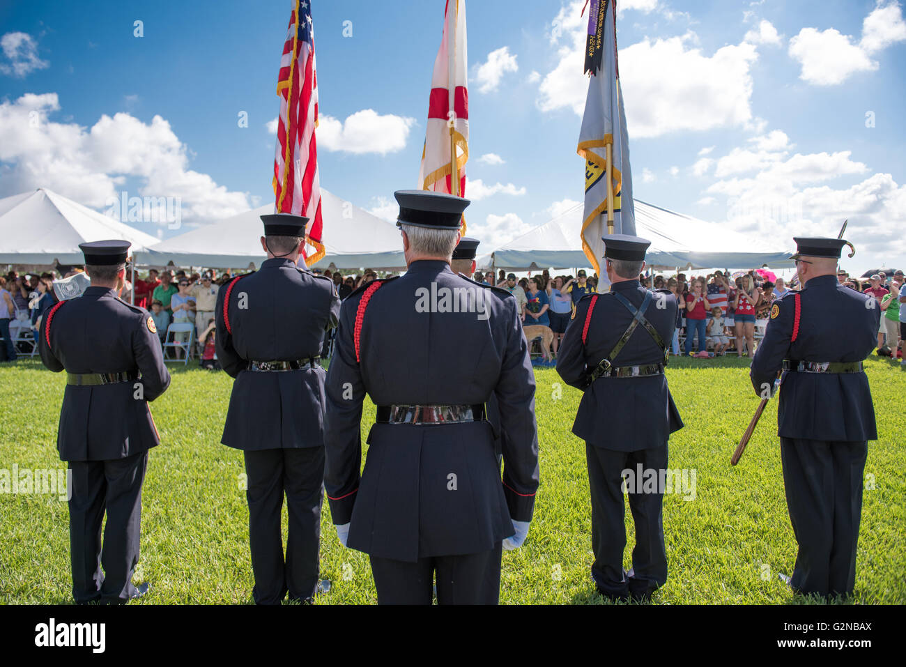 Army Honor Guard at Memorial Day celebration. Stock Photo