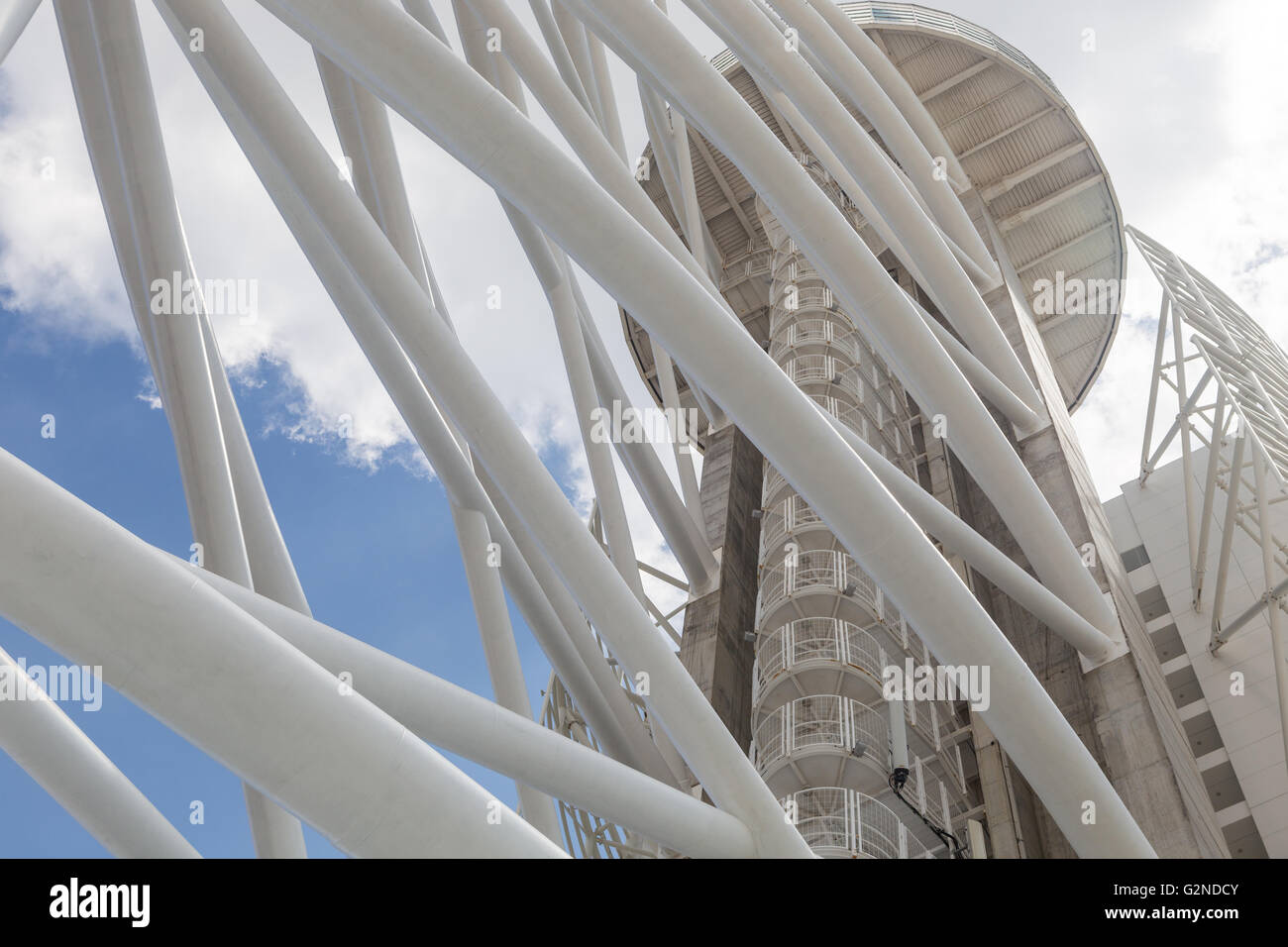 abstract architecture building with metal tubes Stock Photo
