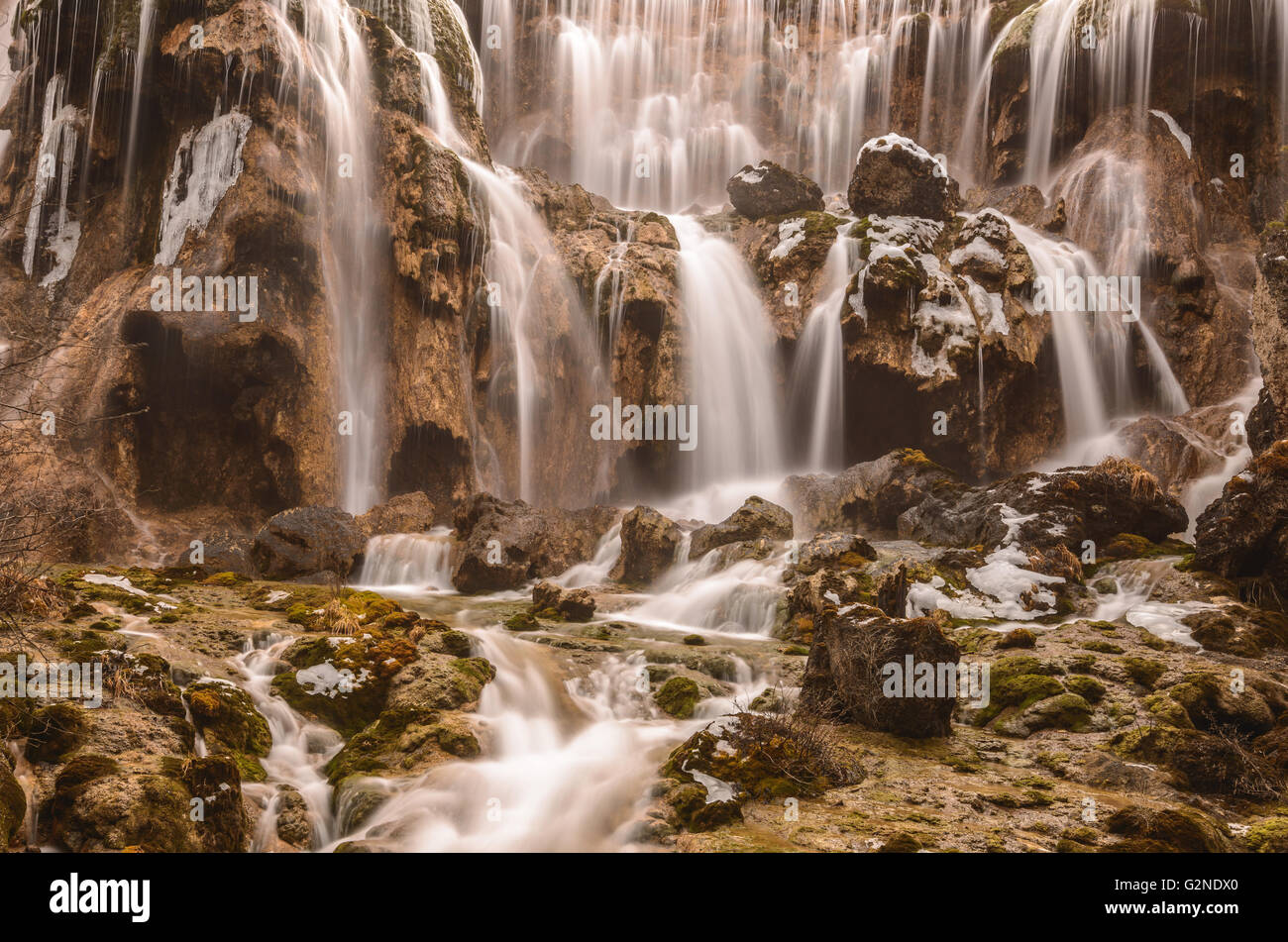 Pearl Shoals Waterfall In Jiuzhaigou National Park China Stock Photo