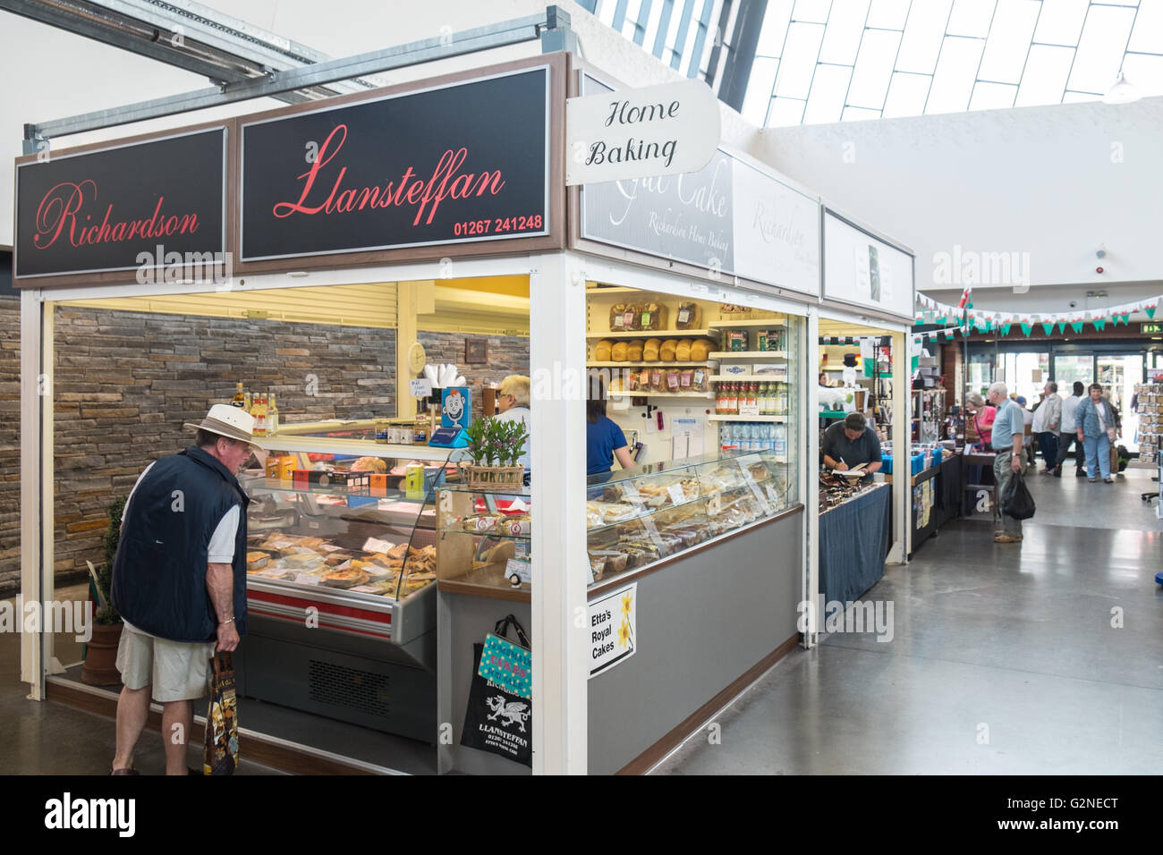 Indoor Market.Market Day,held on Wednesdays in Carmarthen Town Centre, Carmarthenshire,West Wales,Wales,U.K.,UK,Europe. Stock Photo