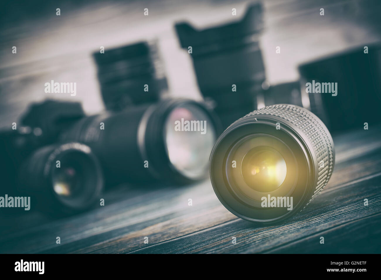 Professional Photography Lens Equipment Photographer Work Photo Lenses - Stock Image Stock Photo