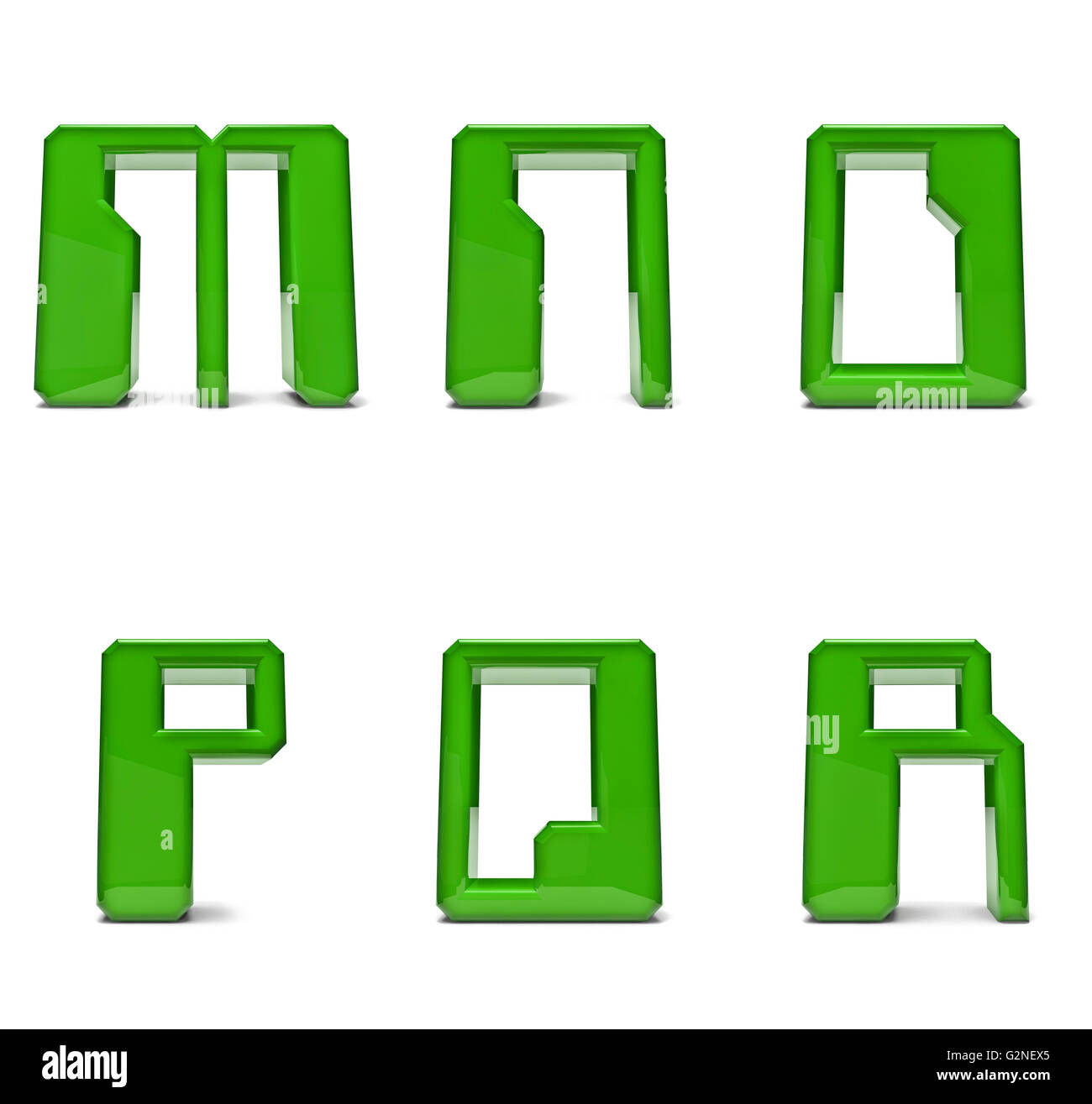 Futuristic digital computer alphabet / 3D render of futuristic alphabet characters Stock Photo