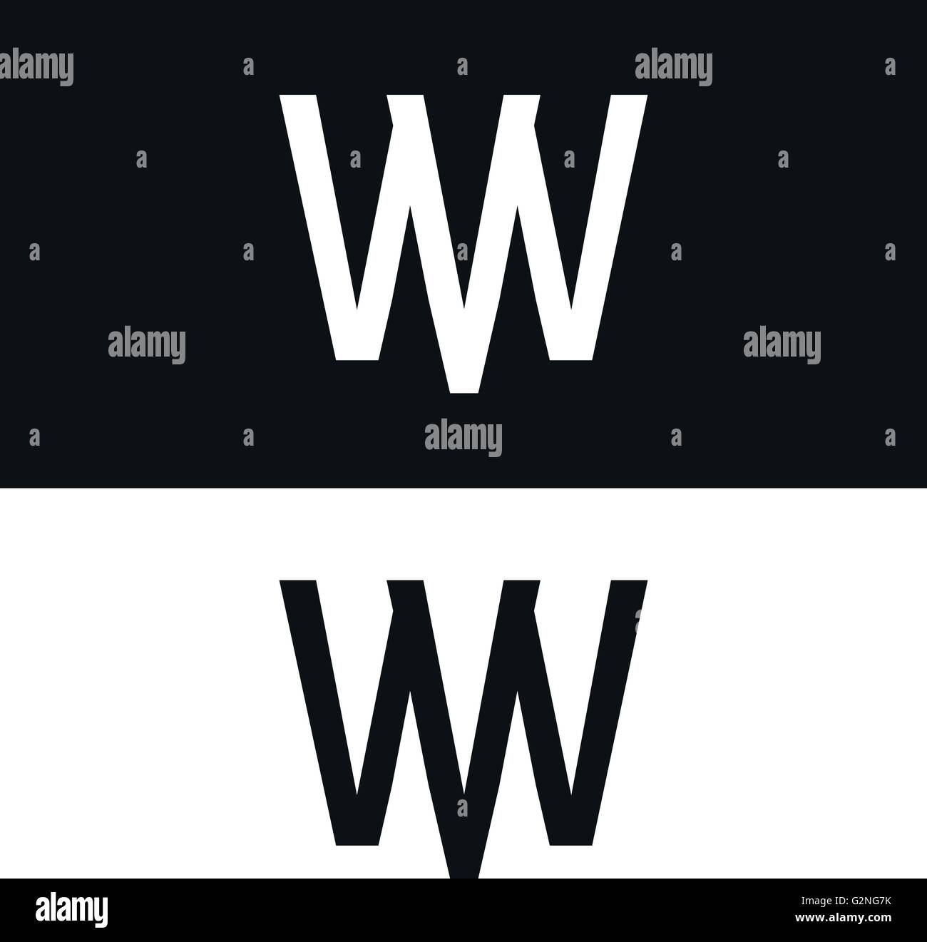 Vector letter W logo icon design template. Black and white version Stock Vector
