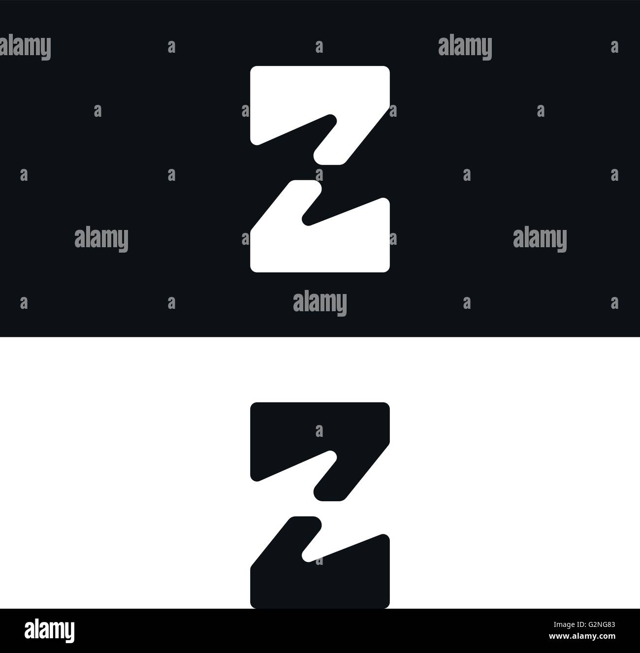 Vector letter Z logo icon design template. Black and white version ...