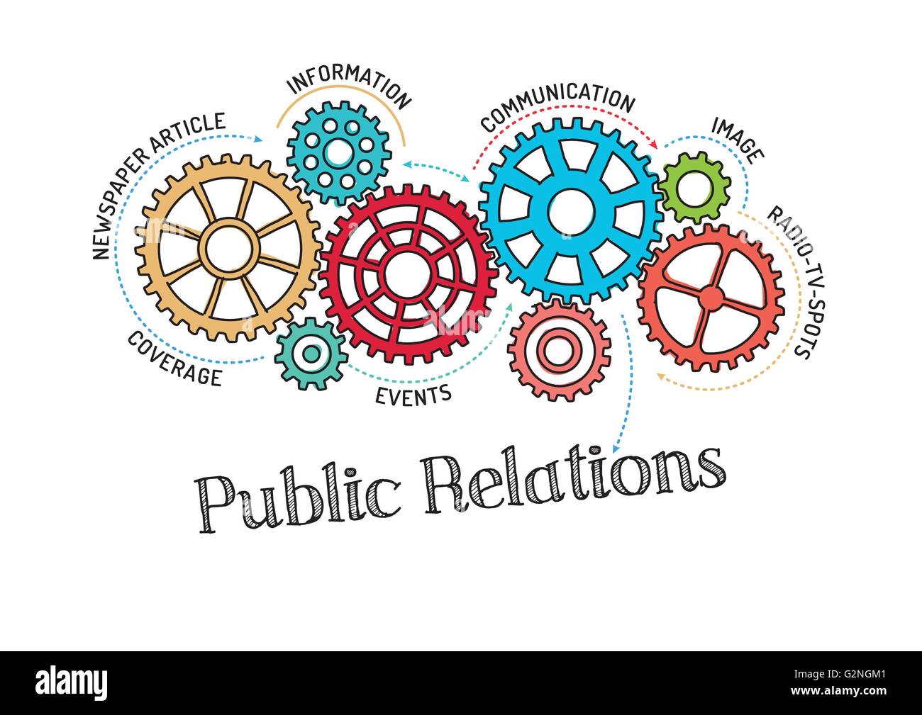 Gears and Public Relations Mechanism Stock Vector