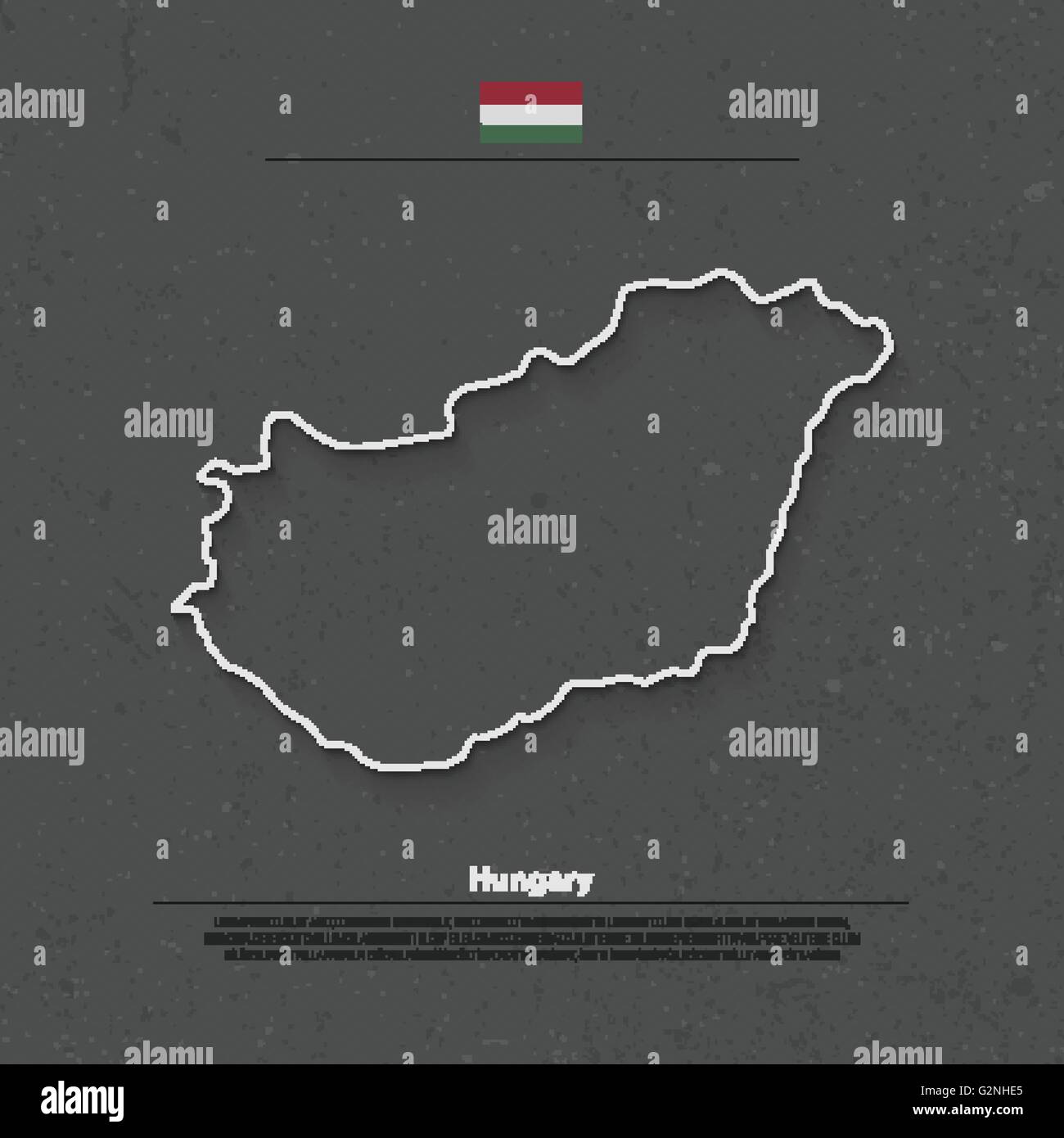 Republic of Hungary isolated map and official flag icons. vector Hungaian political map outline. Central Europe country geograph Stock Vector