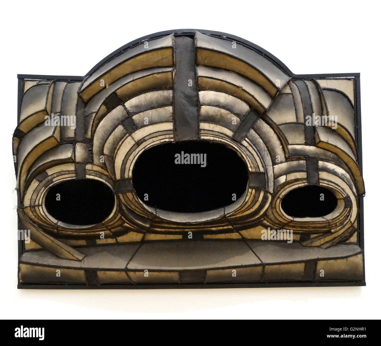 Untitled 1961 by Lee Bontecou ( b. 1931), American artist. Steel, canvas, velour, leather, copper wire, soot, paint. Stock Photo