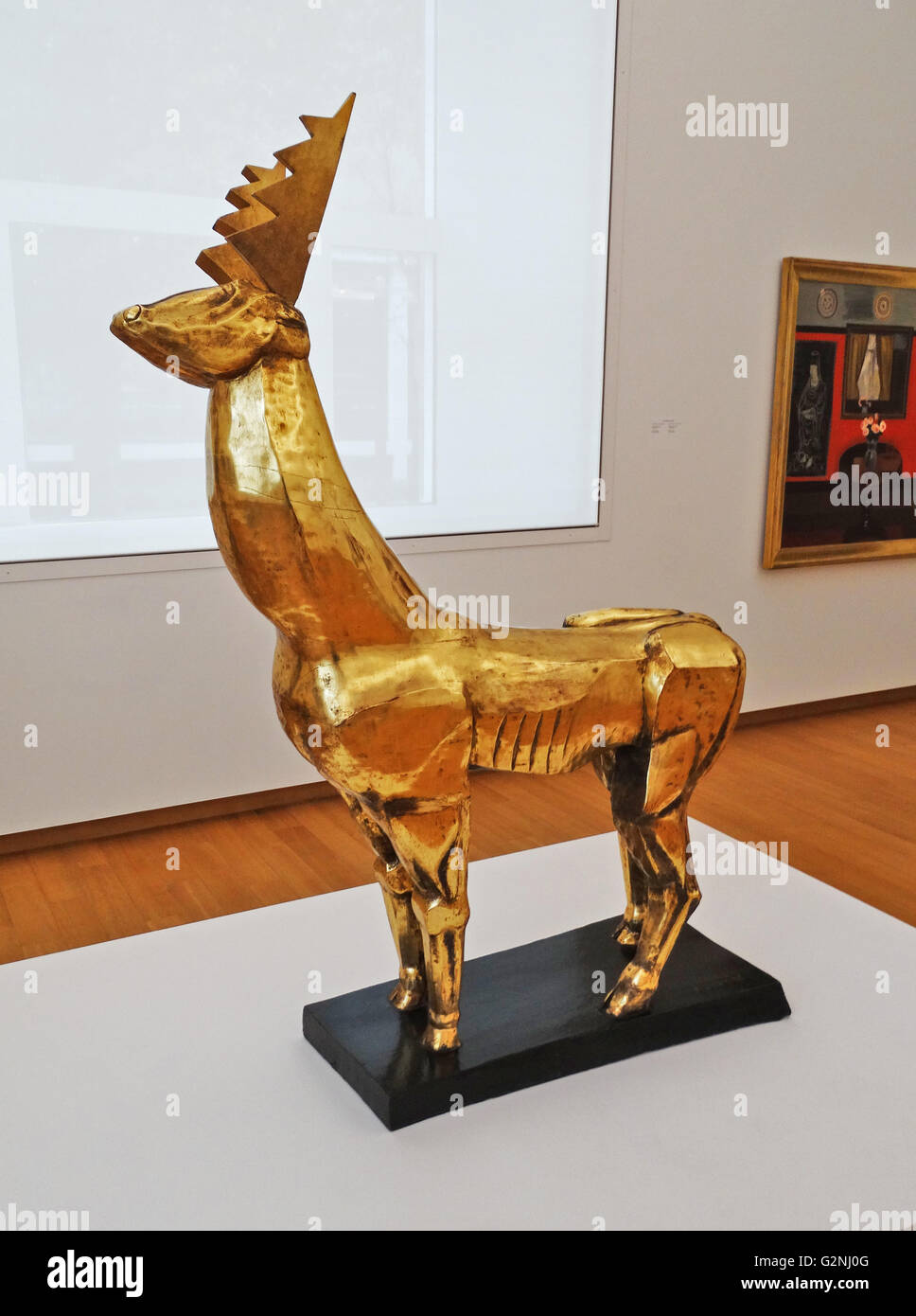 The Deer (wood, goldleaf and paint by Ossip Zadkine (18901967), an