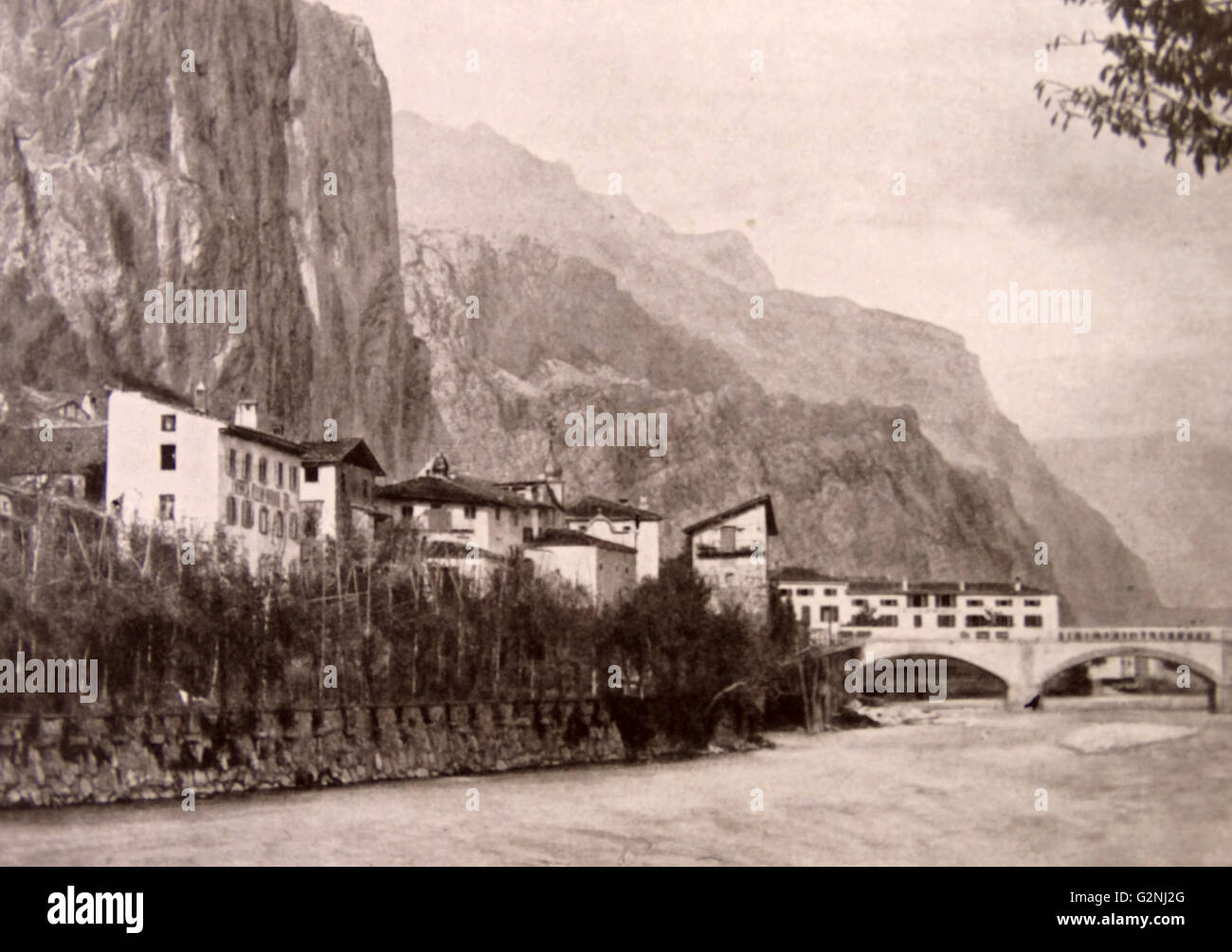 Segantini's birthplace, Acro, with the obstetrician. Giovanni Segatini (1858-1899) Italian painter known for his large pastoral landscapes of the Alps. In later life he combined a Divisionism painting style with Symbolist images of nature. He was active in Switzerland for most of his life. Stock Photo