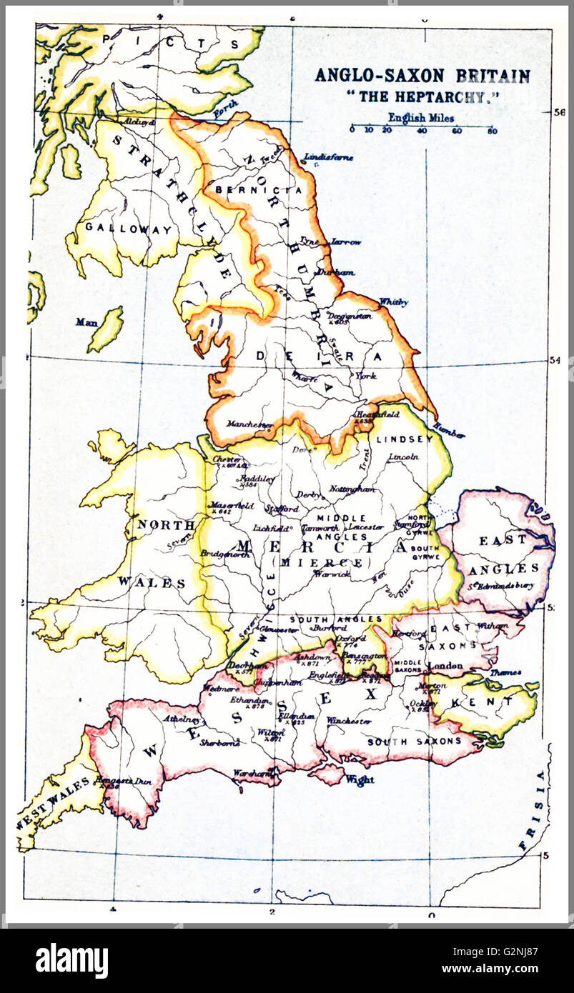 Map Showing The Heptarchy (from The Greek Hepta, Seven). The Name Stock ...