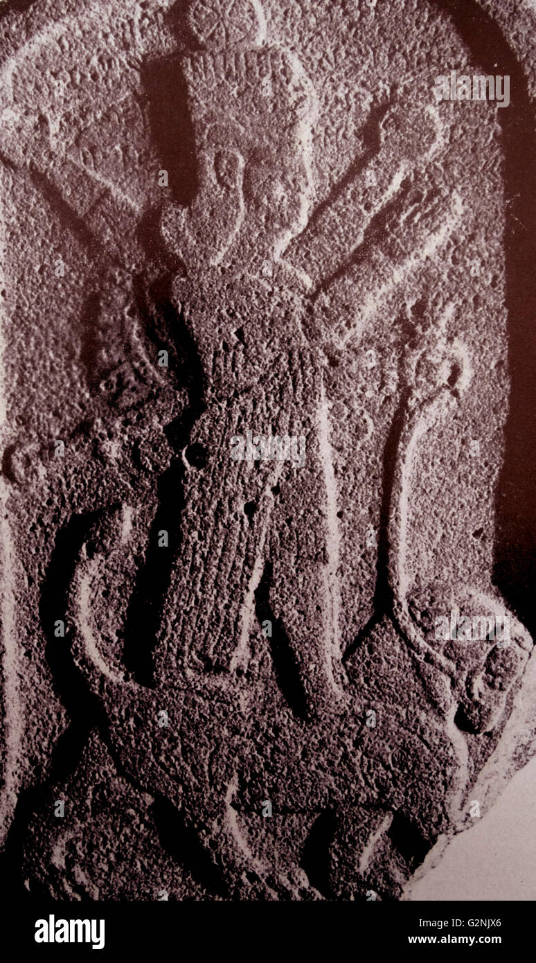 Tell Ahmar: The goddess Ishtar on the back of a lion, her sacred animal. Stock Photo