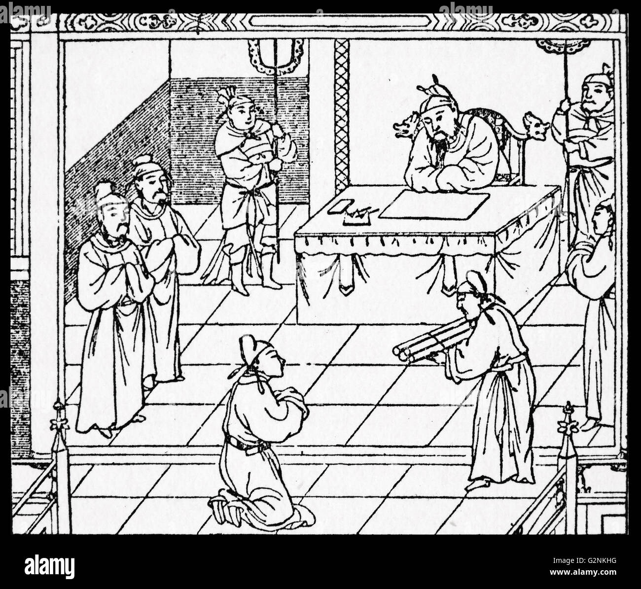 A Chinese Emperor giving audience, ninth century. From an old Chinese ...