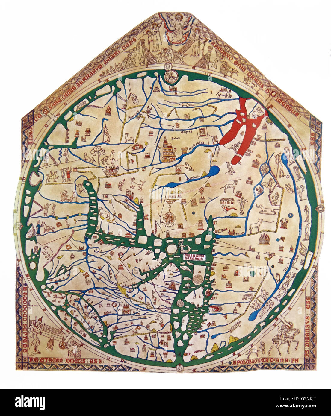 The Hereford Mappa Mundi of 1280. Stock Photo