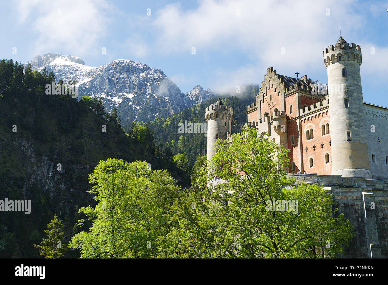 Entrance to Neuschwanstein castle in the mountains. Stock Photo