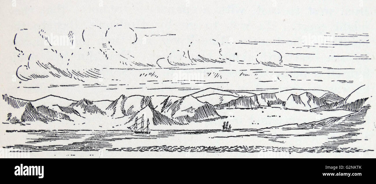 The North Shore of Lancaster Sound. From a drawing in Parry's Voyage for the North-West Passage, 1821. Stock Photo