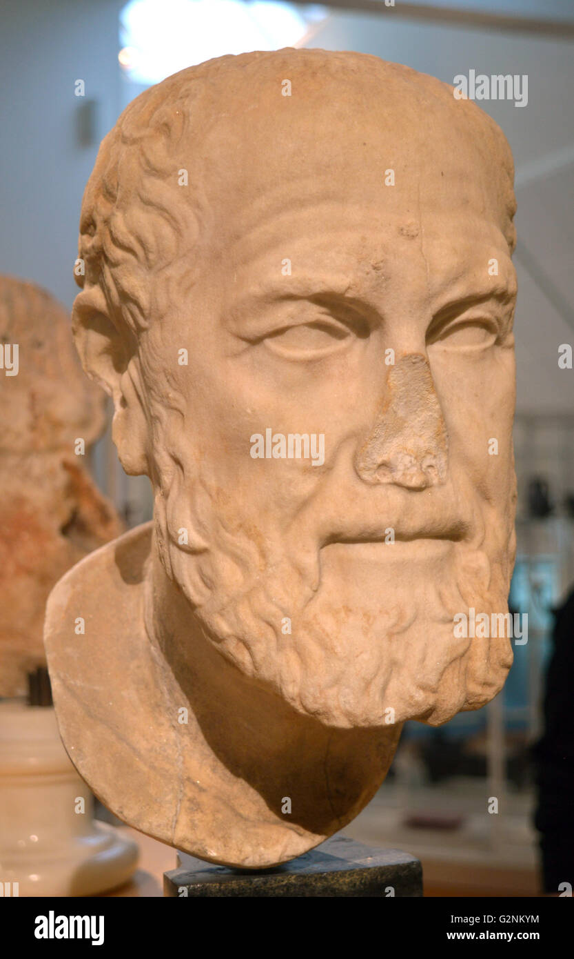 Roman 1st century copy, of a Greek bust of Hypereides 390-322 BC ...