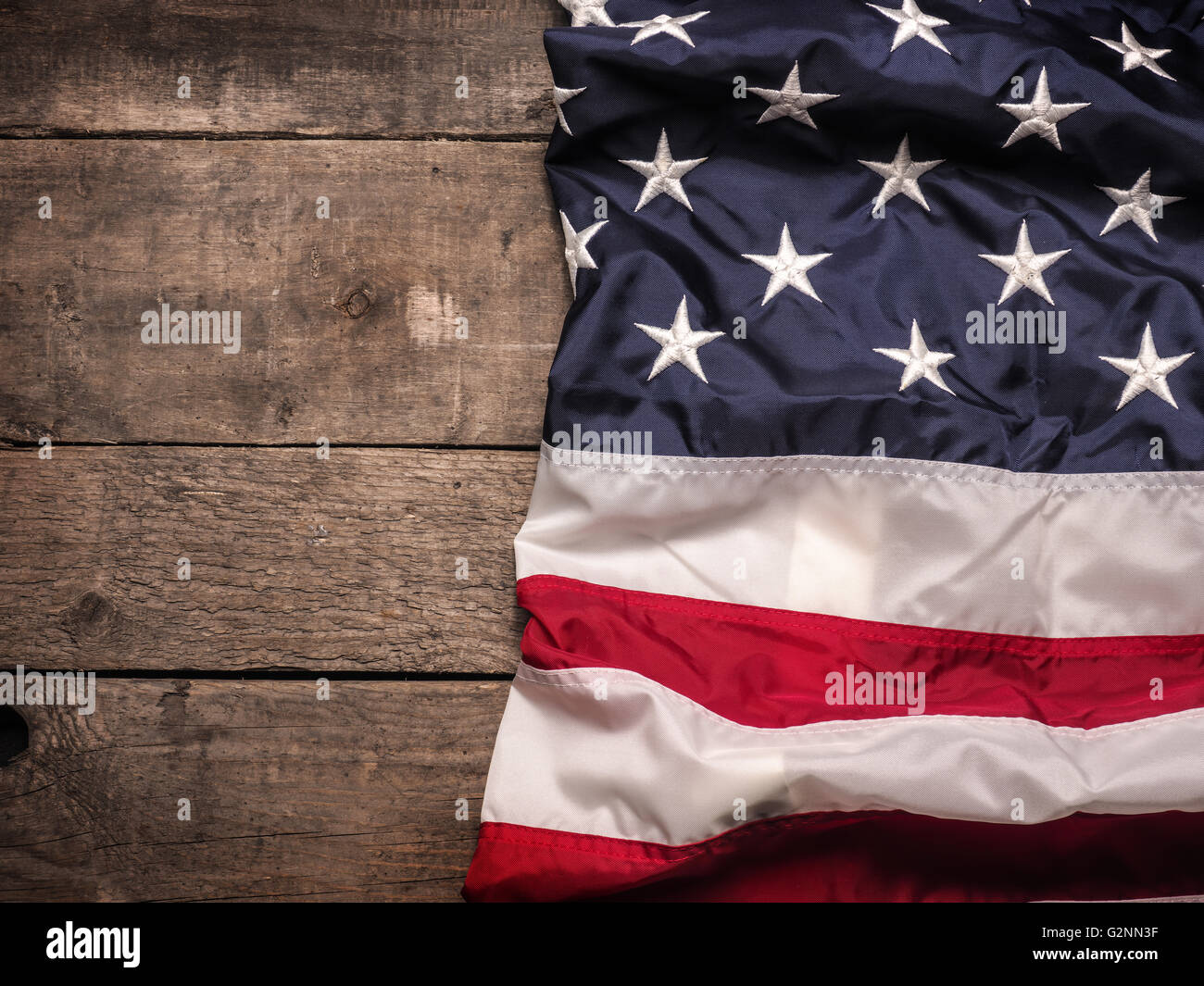 The flag of the United States of America on rustic barn wood Stock ...