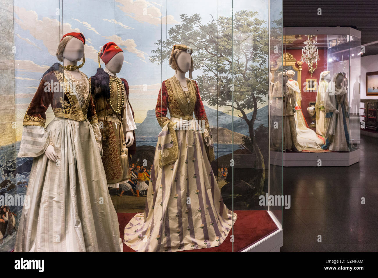 Traditional Greek costumes on display at The Benaki Museum, Athens, Greece  Stock Photo - Alamy