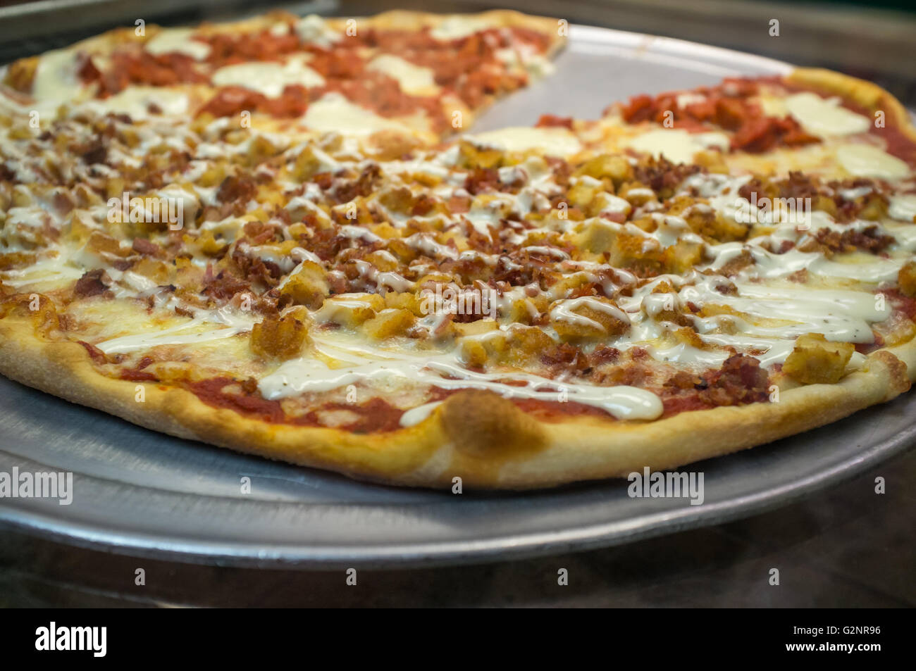 Large slices of cheese pizza New York style Stock Photo Alamy