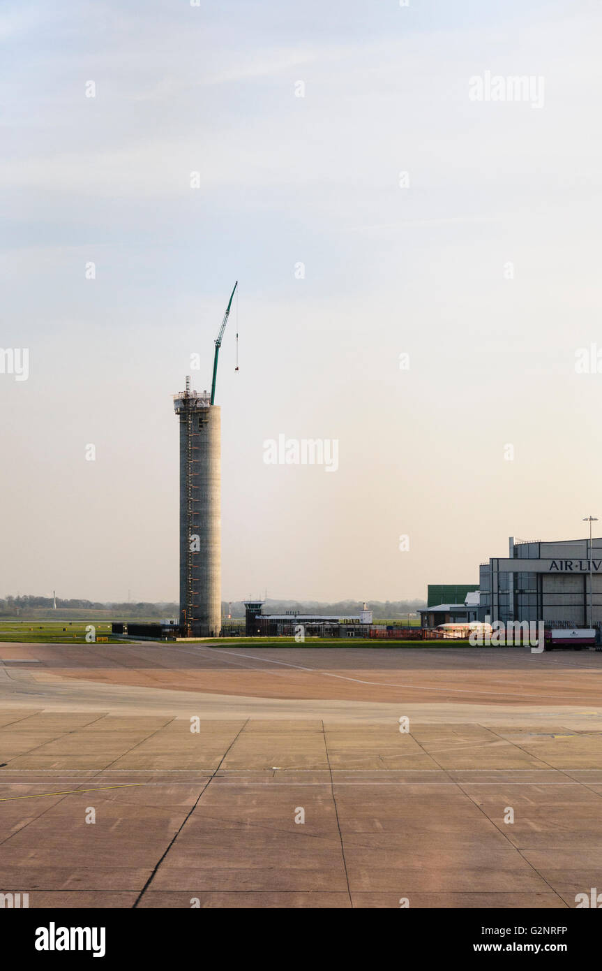 Construction of a new airport control tower at Manchester Airport. Stock Photo