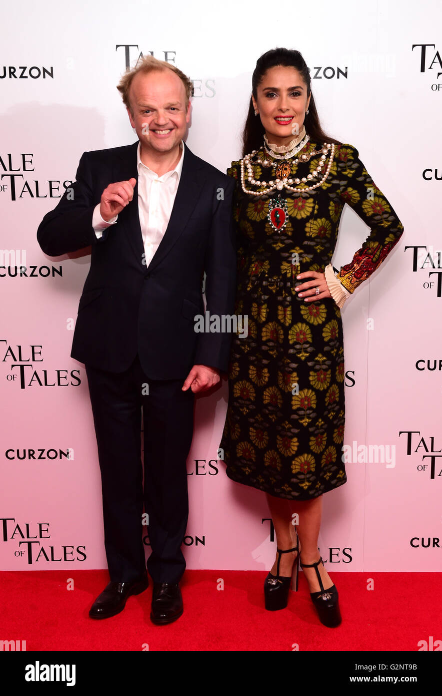 Toby Jones and Salma Hayek attending the UK premiere of 'Tale Of Tales'  held at the Curzon Mayfair, London. PRESS ASSOCIATION Photo. Picture date:  Wednesday 1st June 2016. Photo credit should read: