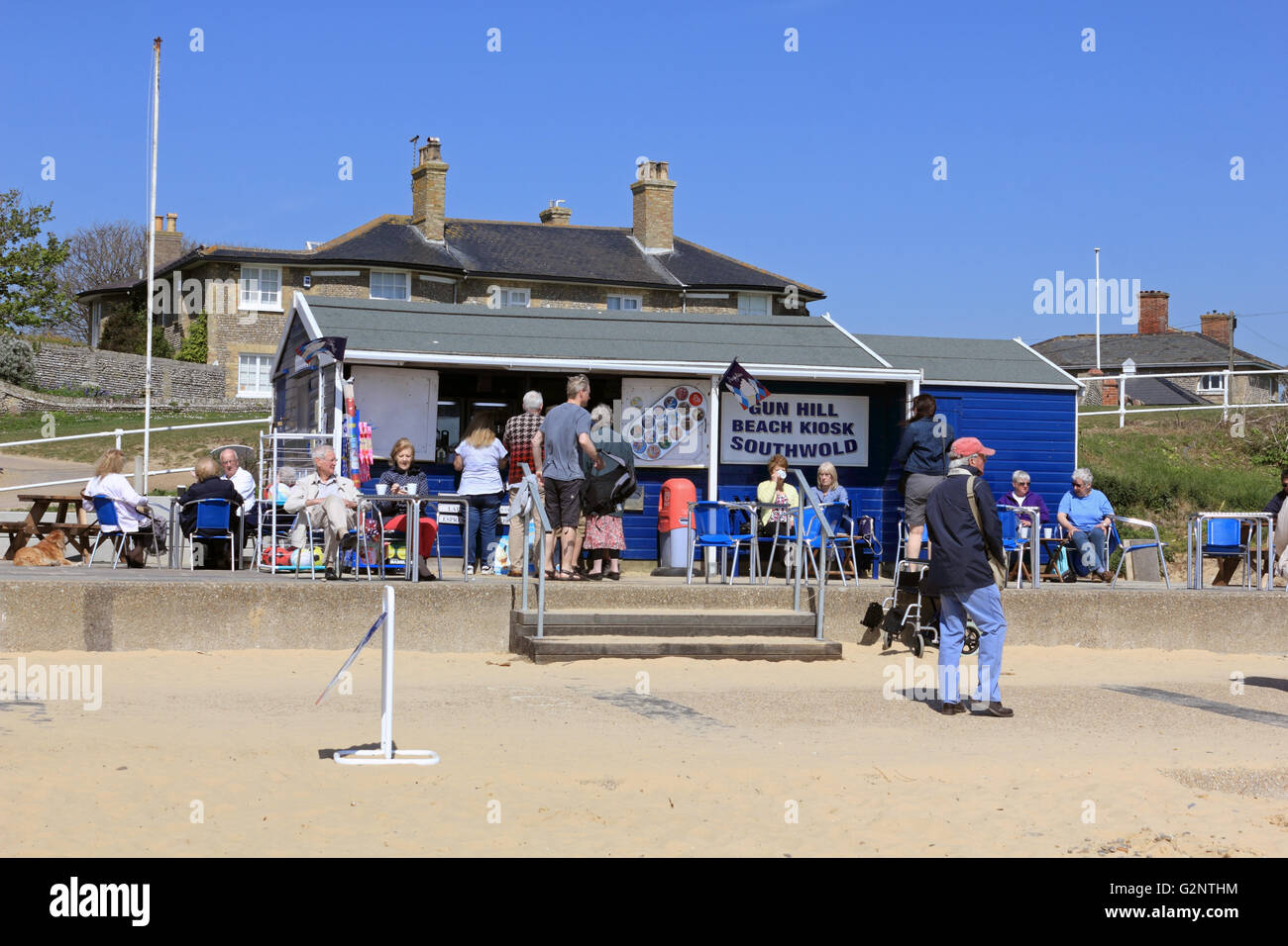 Gun Hill beach kiosk Southwold Suffolk England UK Stock Photo Alamy