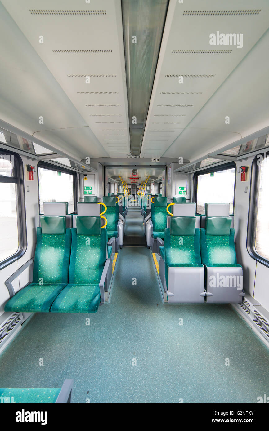 interior of a modern suburban train Stock Photo