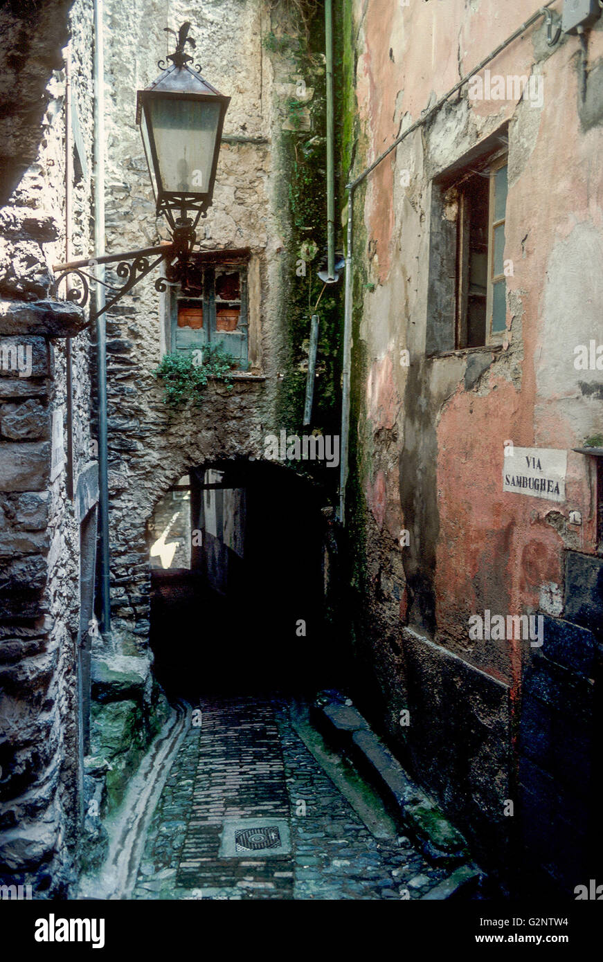 narrow alleys at Triora, Liguria Stock Photo