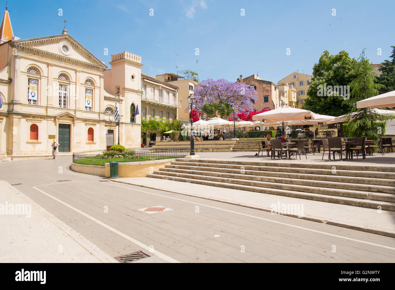 Corfu Town. A square in the old town. Stock Photo