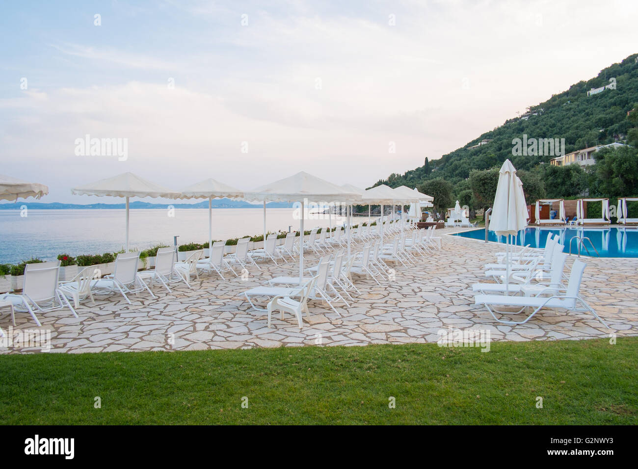 The Nissaki Beach Hotel resort, Corfu, Greece. Stock Photo
