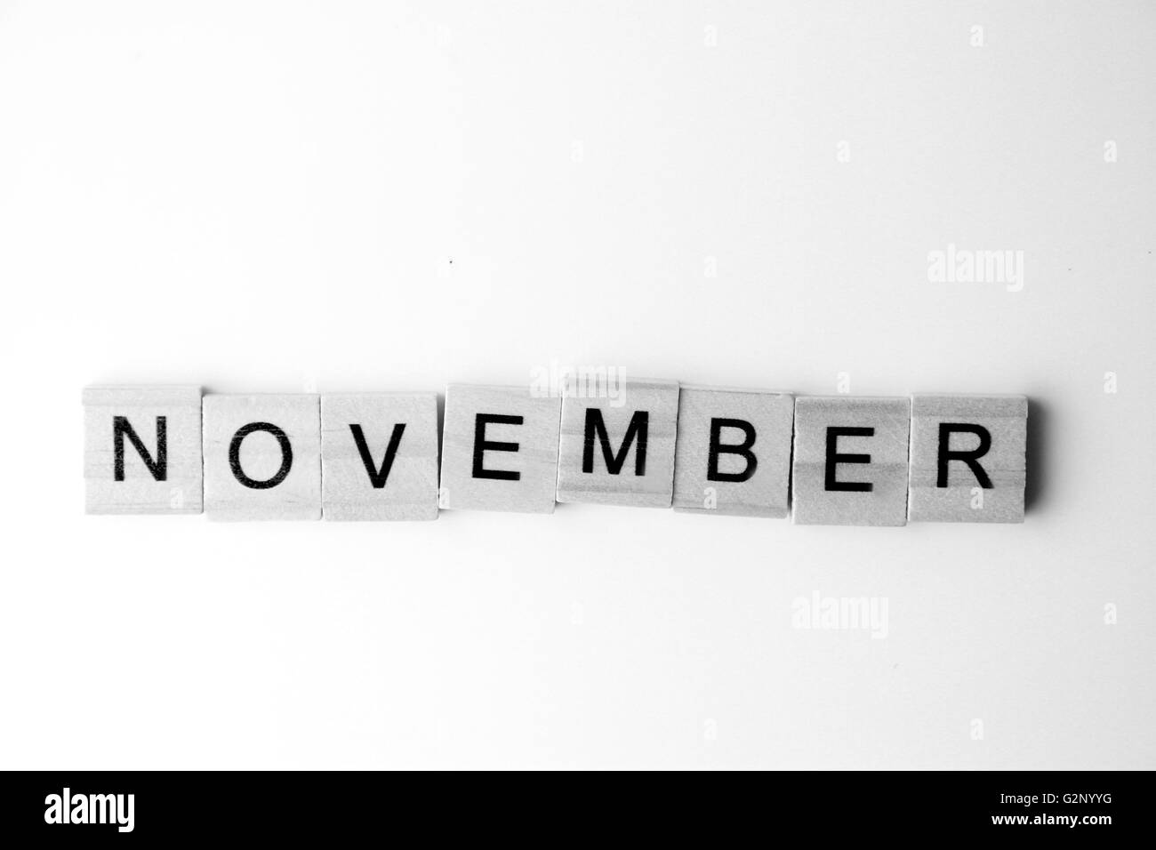 Name of month in a year. 12 month name start with january till december Stock Photo