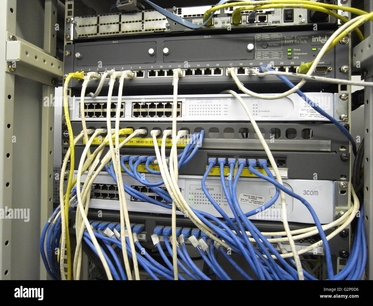 computer server cable host port internet hack hacker connect small room  terminal business office technical science administrator Stock Photo - Alamy