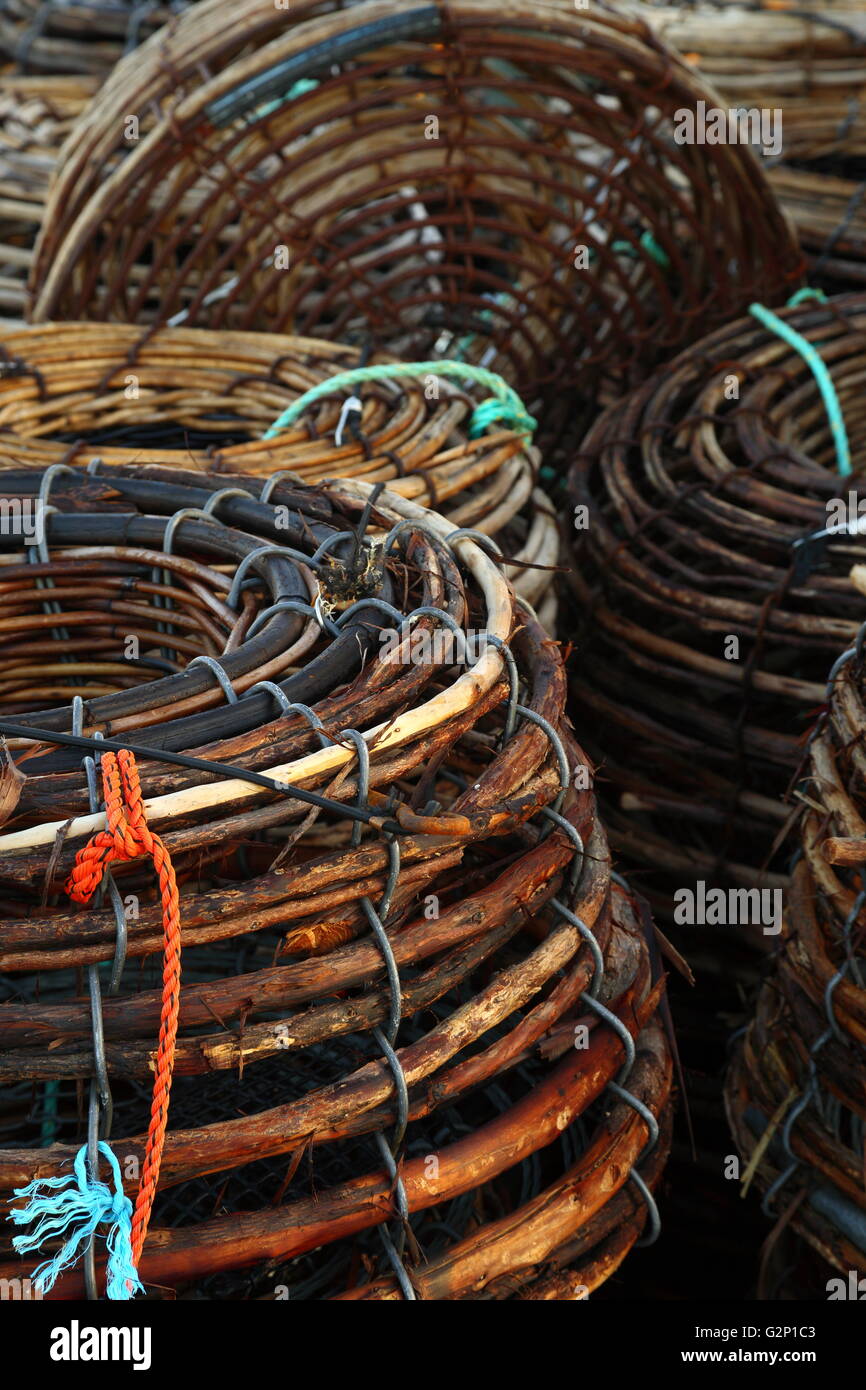 Rock Lobster Pots stacked on the deck of a fishing boat in Constitution