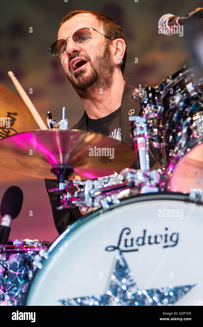 Milan Italy. 03th July 2011. Ex Beatles RINGO STARR perform live on stage at Arena di Milano during the 'Peace & Love Tour 2011' Stock Photo