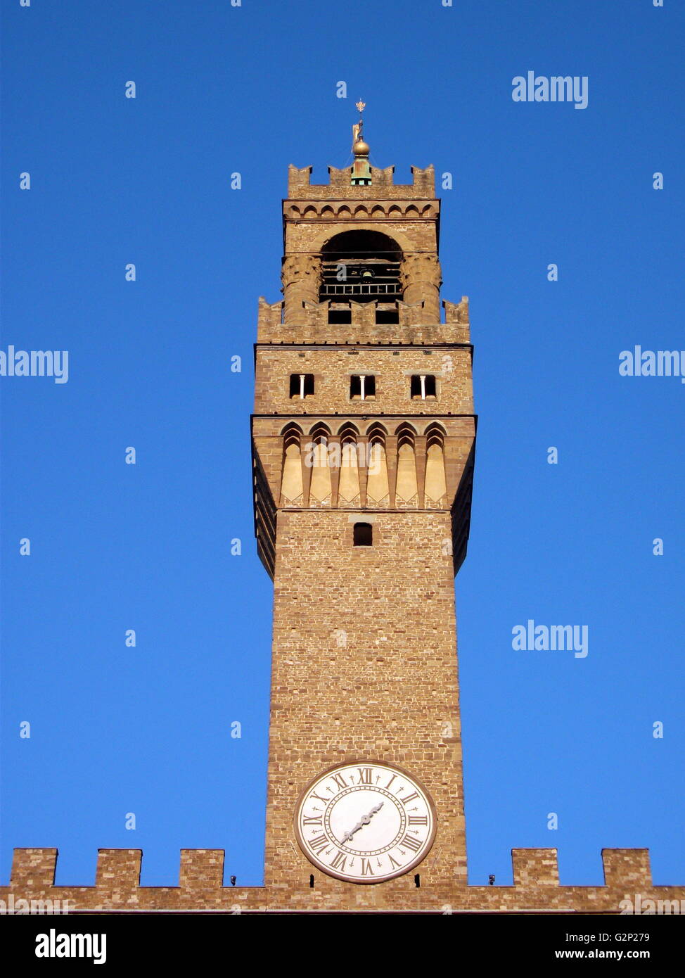 The clock tower of the Palazzo Vecchio in Florence, Italy Stock Photo