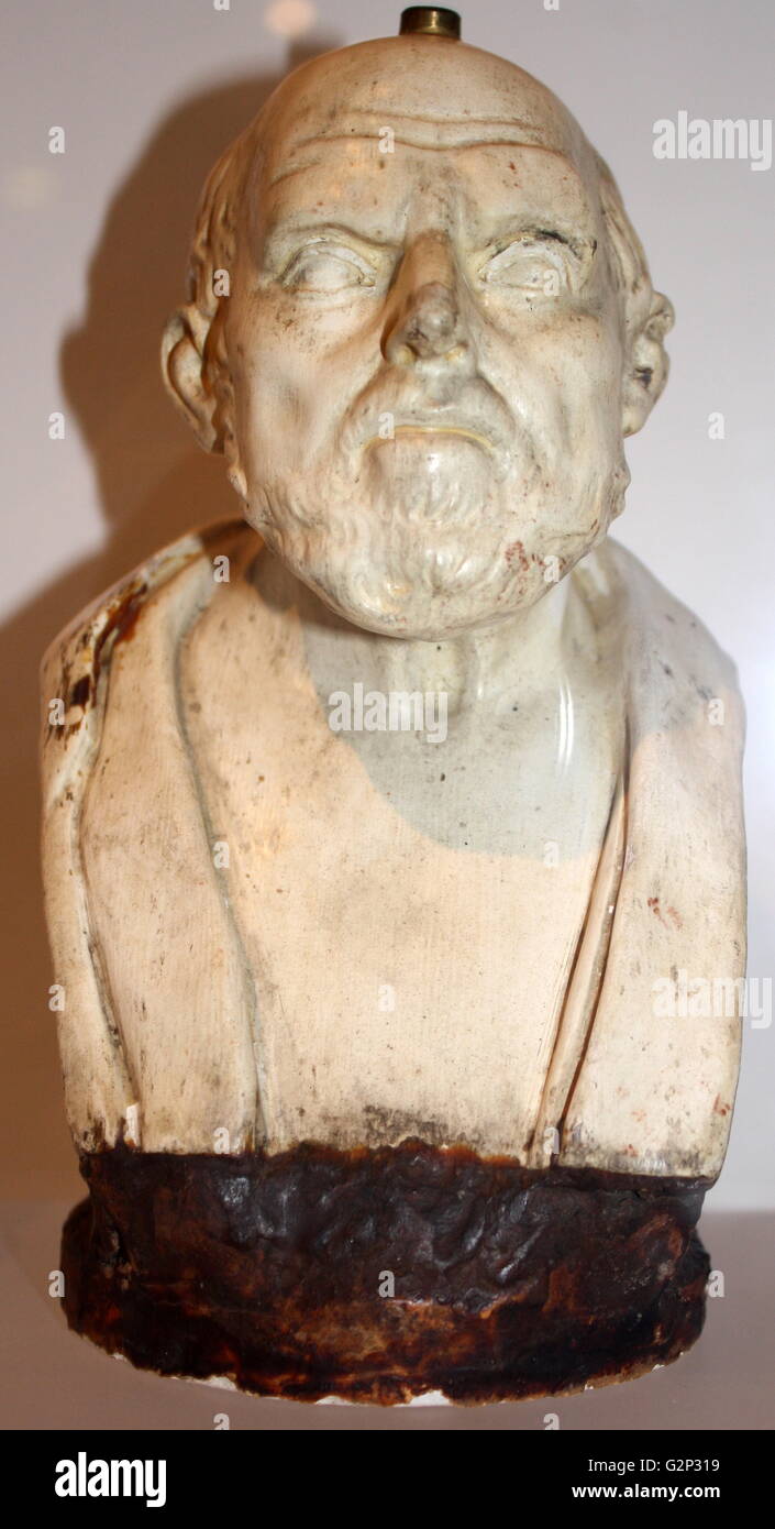 Male bust, possibly Chrysippus. Circa 276-206 BC. Copy of a plaster original. Stock Photo