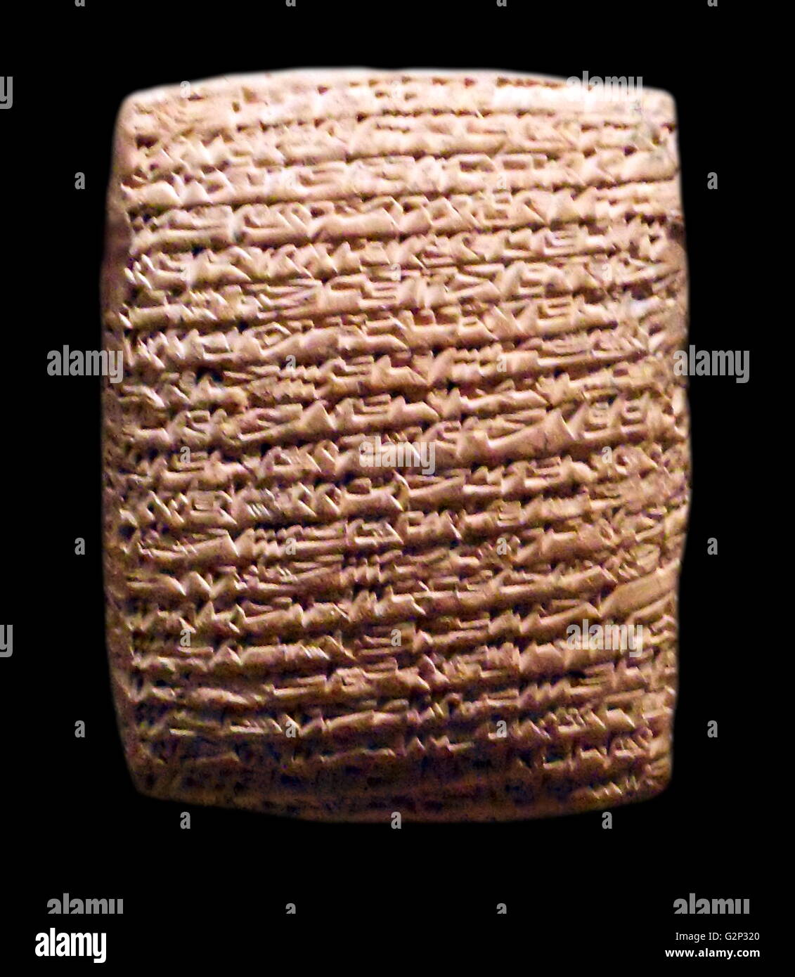 Cuneiform tablet. Assyrian, circa 1920-1840 BC. Inscribed with an account of payment of silver for donkeys, goods, and services. Stock Photo