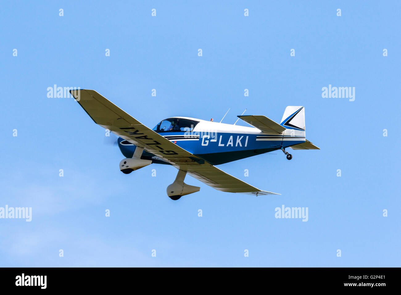Jodel DR1050 Ambassadeur G-LAKI in flight after take-off from Breighton Airfield Stock Photo