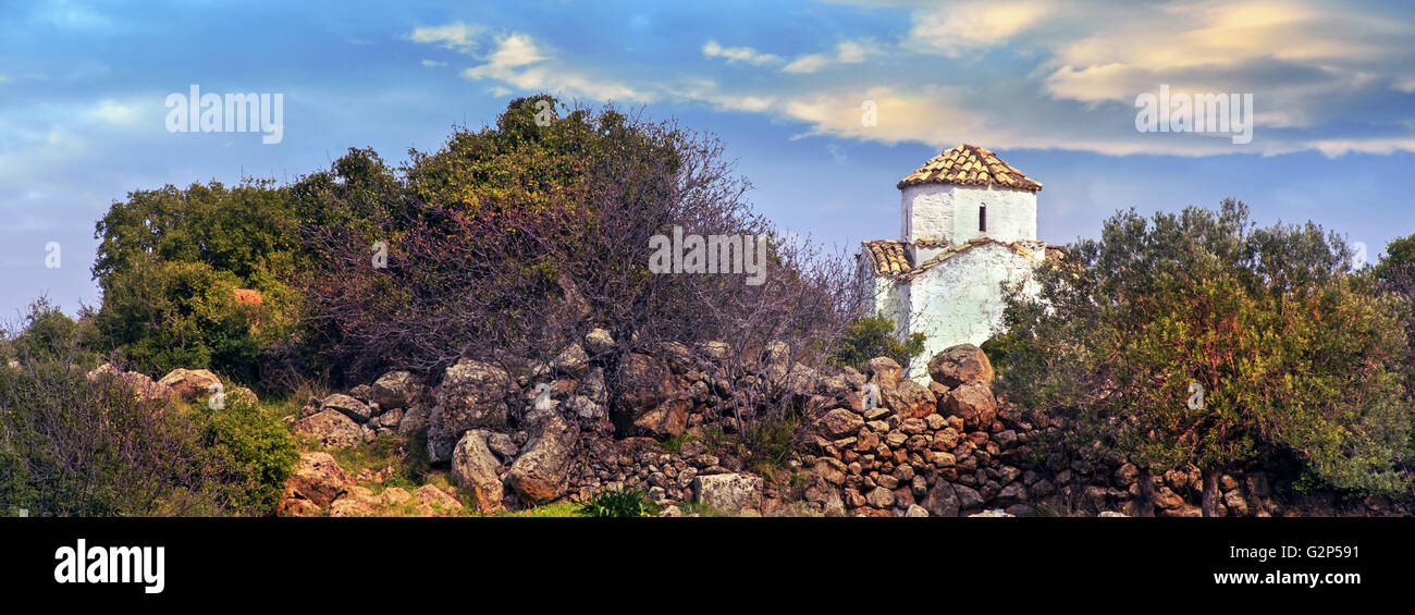 The St. Constantine and st Helen's church on Methana volcanic peninsula ...