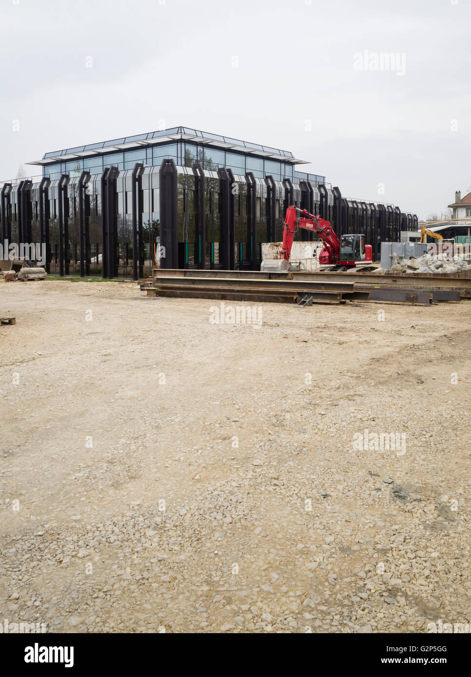 Construction site of the new headquarters of the IOC (International Olympic Committee) at Lausanne, Switzerland. Stock Photo