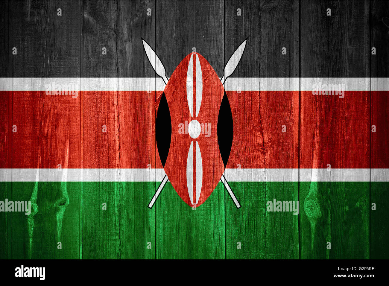 flag of Kenya or Kenyan banner on wooden background Stock Photo Alamy