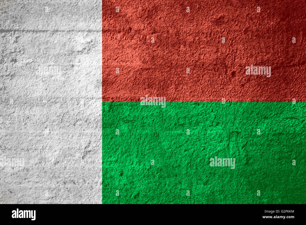 flag of Madagascar or Malagasy banner on rough texture Stock Photo