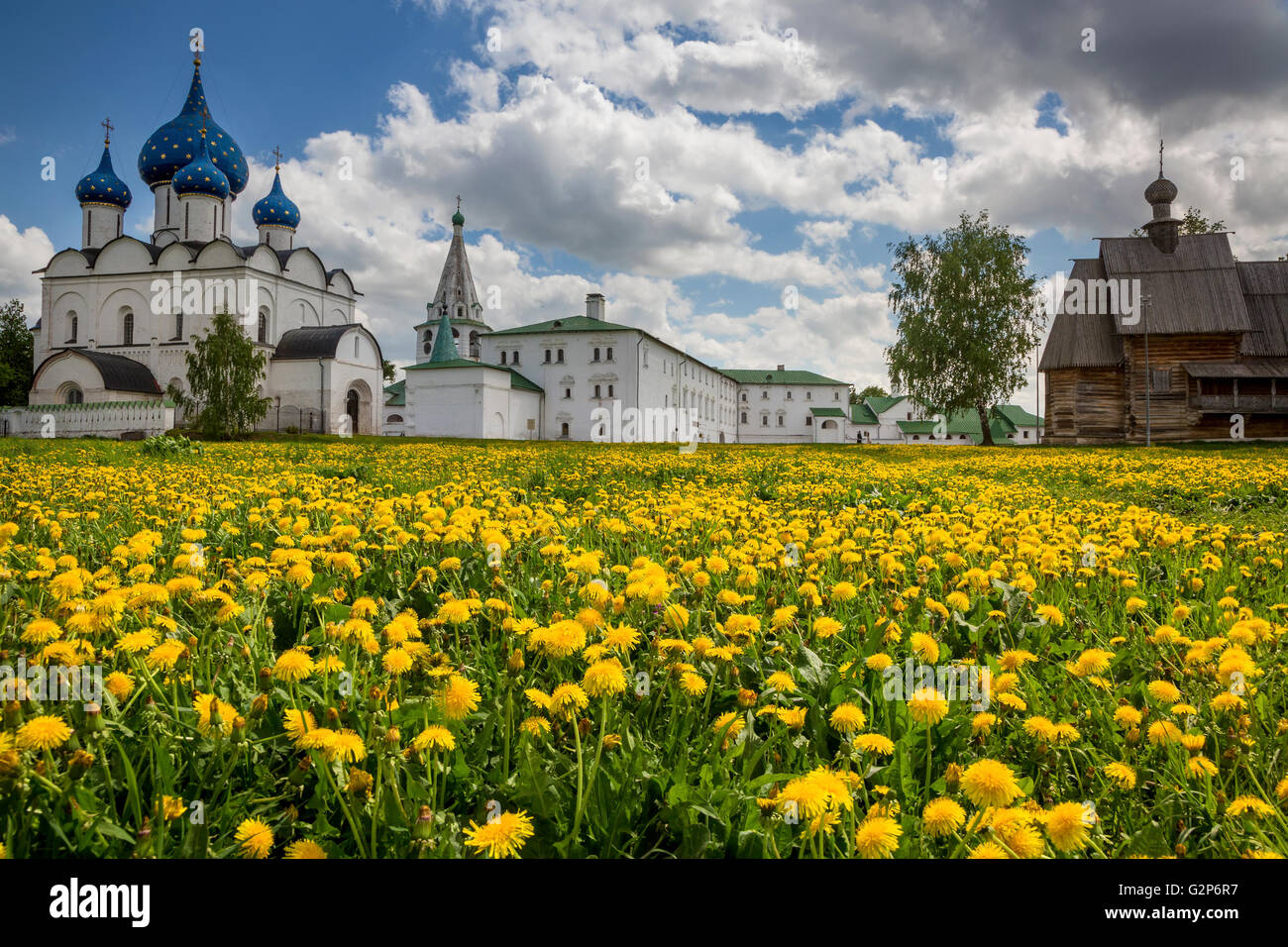 View of ancient Suzdal Kremlin in Russia. Suzdal is a part of touristic route Golden ring of Russia Stock Photo