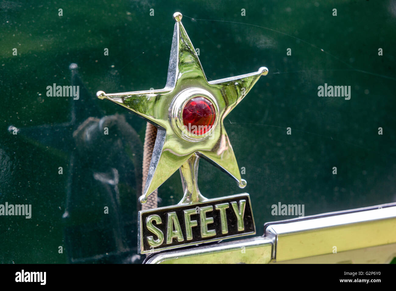 Safety star, decorated veteran car Stock Photo